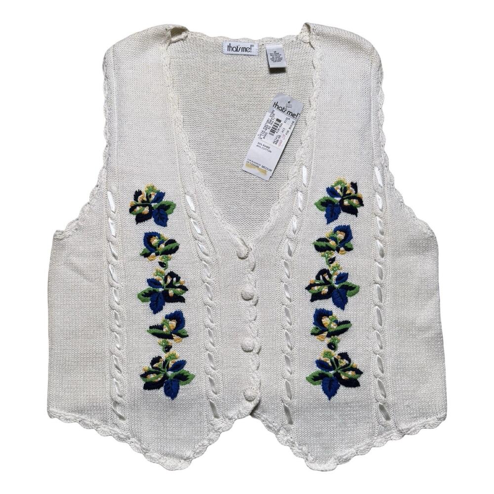 Vintage 90s That’s Me! Floral Multicolor Vest Women’s Size Medium